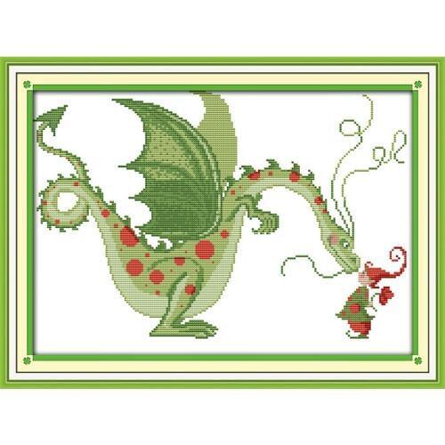Everlasting Love Dinosaurs And Elve Ecological Cotton Chinese Cross Stitch Kits 14CT 11CT Stamped Printed DIY Wedding Decoration
