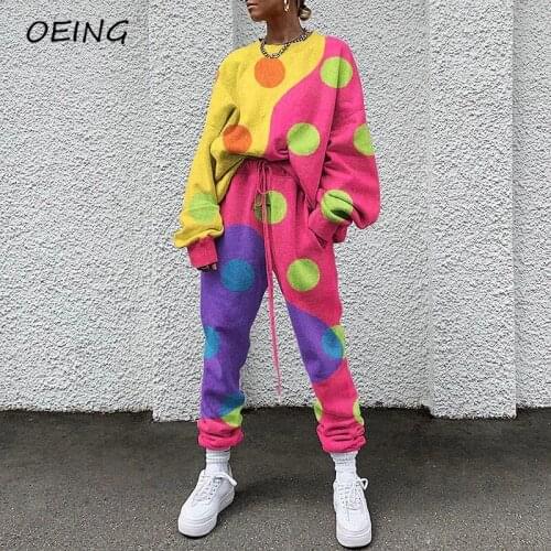 Spring Sport Wear Two Piece Sweat Tracksuit Print Korena Fashion Casual Jogging Suit for Women Fitness Clothing