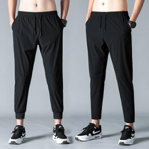2021Spring and Summer Mens Sweatpants Thin Casual Fashion Feet Harem Pants Wild Slim Nine-point Pants Running Training Fitness