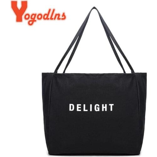 Yogodlns Big Canvas Handbag Women Letter Shopping Girl Tote Candy Color Shoulder Bag Large Capacity Handle Bag Reusable Tote sac