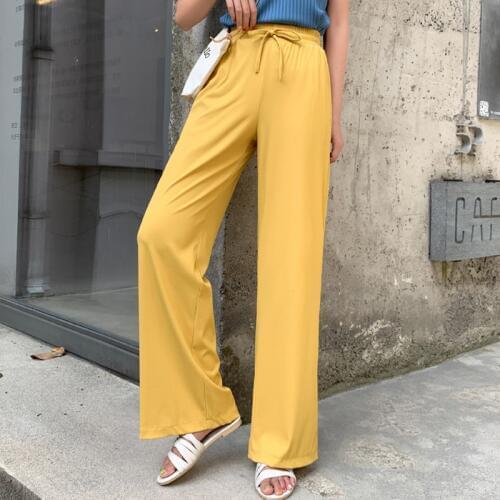 AIYANGA Trouser For Women Mid Waist Casual Loose Plus Size Wide Leg Pants Female 2019 Summer Autumn Korean Fashion Elegant Tide
