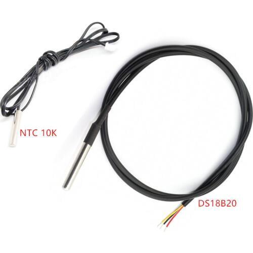 DS18b20 Waterproof Temperature Sensors with Heat Resistance Thermal Cable 1m/2m/3m/5m Thermistor Sensor NTC 10K