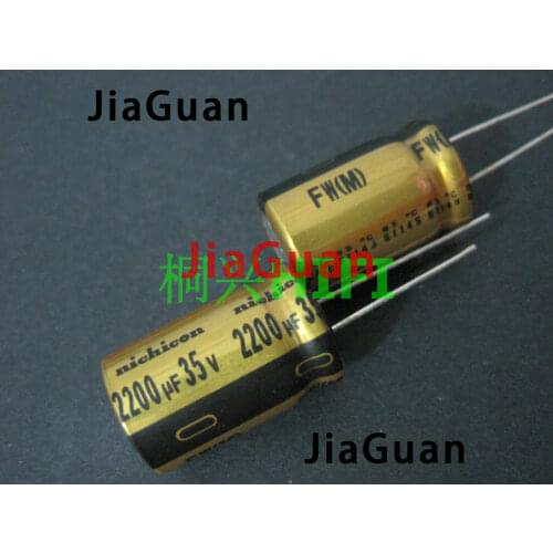 10pcs NEW NICHICON FW 2200UF 35V 16X25MM audio Electrolytic Capacitor 35V2200uF filter amplifier UFW1V222MHD 35v 2200uf