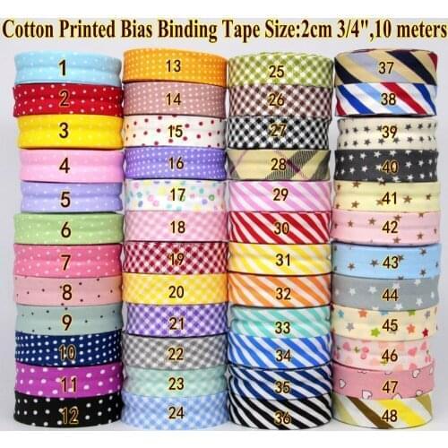 100% Cotton Bias Binding Tape Grid Stripe Dot Heart Trim Ribbon 25mm,20mm 10meter Fold Bias Binding Tape Sewing Accessories