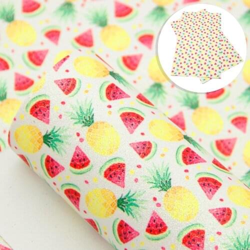 20*33cm Fine Glitter Summer Flower Printed Faux Leather Fabric for Bows Synthetic Sheets,DIY Handmade Materials,c10763