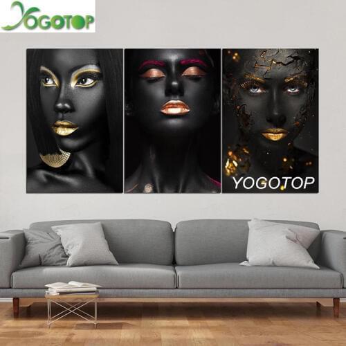 YOGOTOP 3pcs DIY Diamond Painting Makeup beauty Multi Collages Handmade Gift Square/Round Mosaic Embroidery African woman ML785