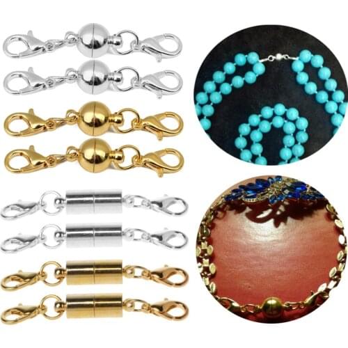 5-10 Sets Round Strong Magnetic Clasps Fit Bracelets Necklace Rhodium End Clasp Connectors for Makings Leather Bracelet Jewelry