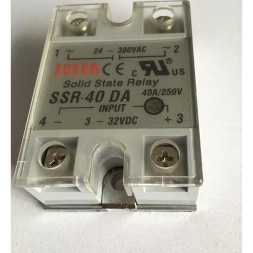 5pcs 24V-380VAC to 3-32VDC 40A/250V SSR-40DA Solid State Relay Module with Plastic Cover