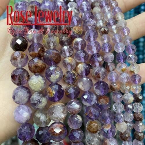 A+ Faceted Natural Purple Ghost Crystal Quartz Gem Stone Beads Loose Beads 6/8/10mm 15" for Jewelry Making DIY Bracelet Necklace