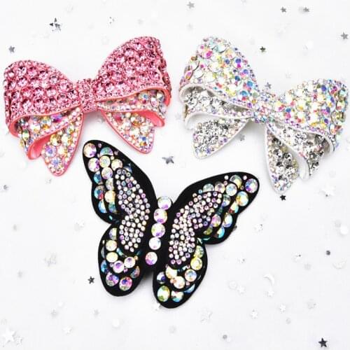 Ab Crystal Bow Tie Patches Bridal Wedding Party Clothing Accessories Shoes Diy Manual Sew On Rhinestone Bag Decoration Stickers