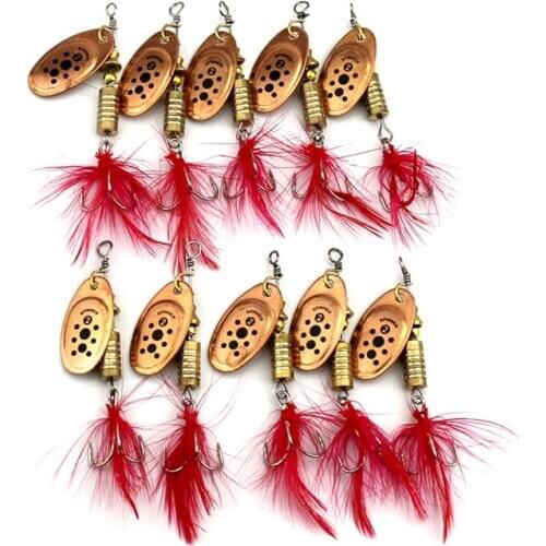 Spinner Bait Fishing Lure Spoon 6.5cm 5.3g Treble hook Feather Saltwater Lure Tackle Metal Hard Lure Wobblers Accessories Pesca