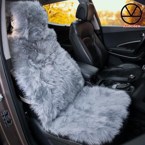 KAWOSEN Natural Fur seat covers, Universal Size Long Hair Sheepskin Car Seat Cover, Winter Warm Sheepskin Car Cushion SWSC03