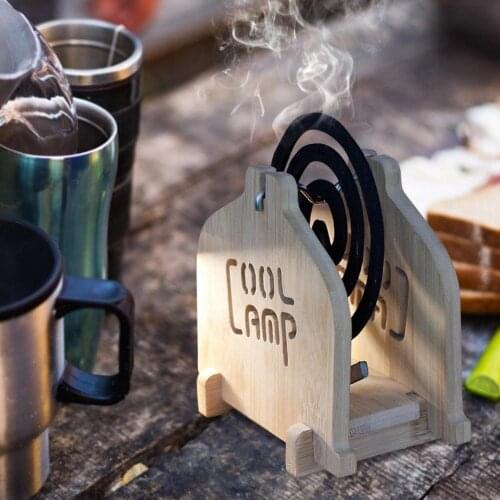 Picnic Fishing Camping Mosquito Coil Holder Camping Bucket Rack Bamboo Mosquito Incenses Rack Plate Fixing Holder Outdoor Gadget