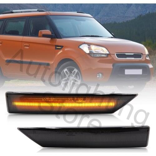 Smoke Lens Amber LED Fender Side Marker Light Turn Signal Lamp for 10-13 KIA Soul I AM 2pcs