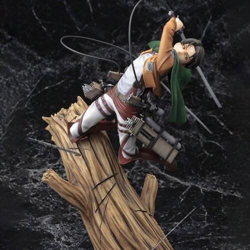 28cm Attack On Titan Levi Ackerman Combat Scene Pvc Anime Action Figure Collectible Model Doll Statue Toys For Childrens Gift