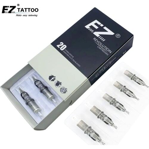 EZ Revolution Tattoo Cartridge Needles #12(0.35 MM) #10 (0.30 ) Round Liner Long Taper for Rotary Machine Grips 20 Pcs/Box