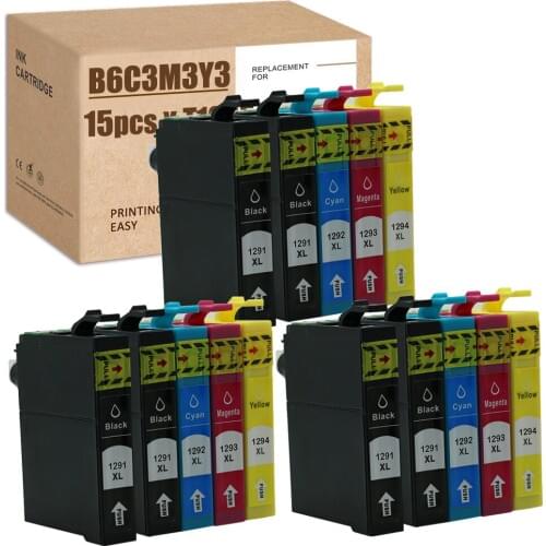 SZ 15PCS 129XL for Epson T1291-T1294 T1295 Cartridge Compatible for SX445W SX535WD SX430W SX230 SX435W BX320FW BX305FW WF-3540