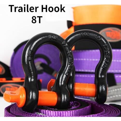 8T,4400lbs Trailer Hook Heavy Duty Galvanized Shackles D Ring Capacity for Vehicle Recovery Towing Car Tuning