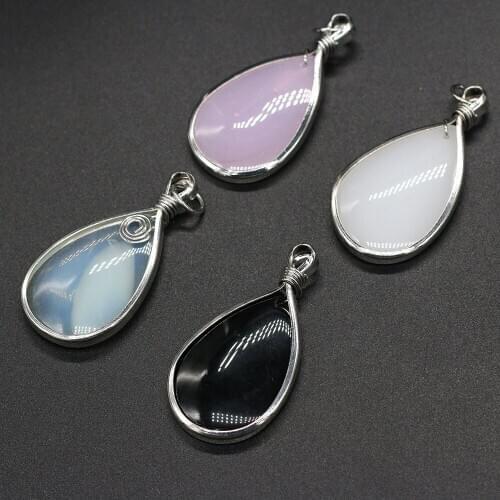 Natural Stone Pendant Water drop shape Semi-Precious Exquisite Charm for Jewelry Making DIY Necklace Earrings Accessories