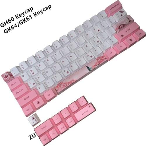 Cherry Blossom PBT Hot Sublimation KeyCaps OEM Profile ANSI Keycap Set for Mechanical Keyboard GH60 GK61 GK64 Anne RK61