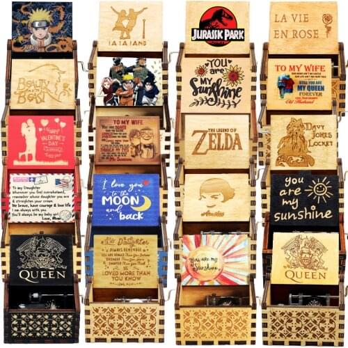 Cant Help Falling in Love Antique Wooden Hand Cranked Anime Undertale Music Box Queen Davy Jones Valentines Day Gift