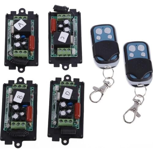New 1000m AC 220V High Quality AC220V RF Wireless Switch Relay Receiver Remote Controllers 2 Transmitter to 4 Receiver