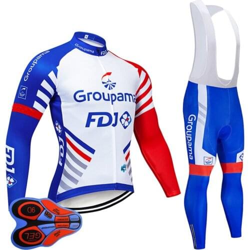 2022 New iAutumn 2022 Mens FDJ Cycling Jersey Set MTB Uniform France Bicycle Clothing Ropa Ciclismo Bike Clothes Long Cycling W