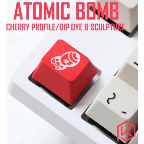 Novelty cherry profile dip dye and sculpture pbt keycap for mechanical keyboards Dye Sub legends atomic fallout 4 red white