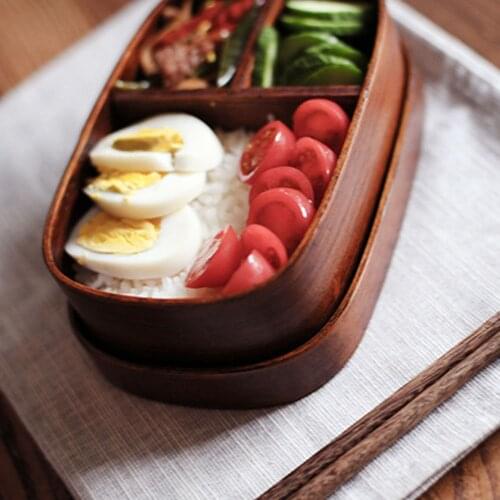 Newly Japanese Bento Boxes Wood Lunch Box Handmade Natural Wooden Sushi Box Tableware Bowl Food Container