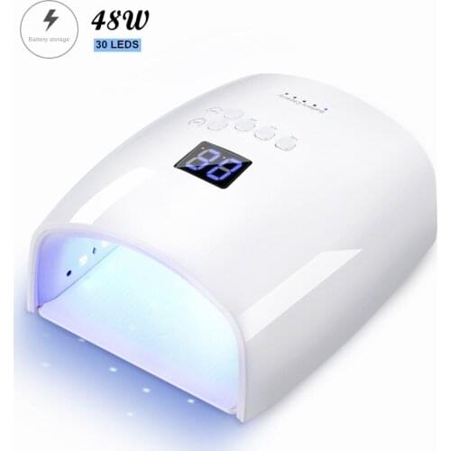 Rechargeable Red Light Nail UV Lamp S10 Wireless 30 LEDs Lamp 48W Cordless Manicure Lamps Built-in 7800mAh Battery Nail Dryer