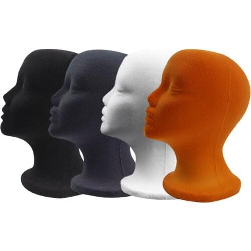 Practical Flocking Foam Female Mannequin Head Wigs Glasses Cap Display Holder Stand Model Professional Training Foam Heads Photo