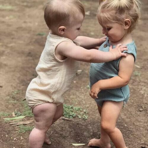 Dropshipping Toddler Baby Girl Boy Kid Sleeveless Cotton Linen Romper Jumpsuit Solid Outfit Summer Casual Clothes Sunsuit 0-24M