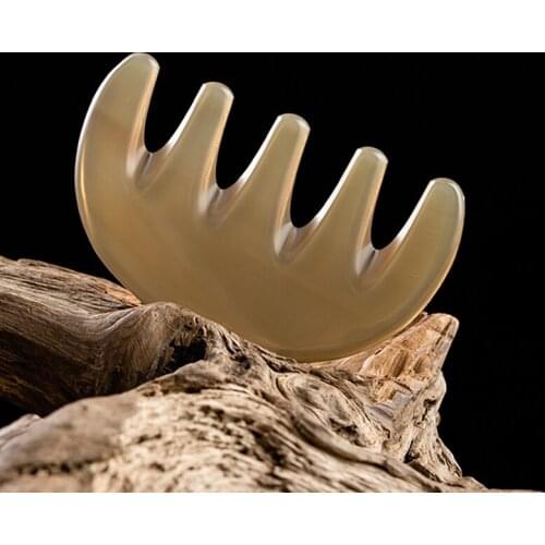 Natural Yak Horn Wide Tooth Comb Head Meridian Scalp Massage Comb Facial Eye Skin Care Acupuncture Gua Sha Spa Beauty Tool