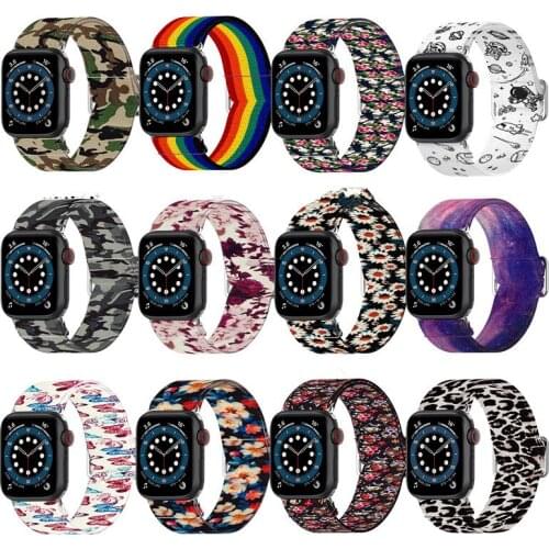 Nylon Loop Strap for Apple Watch Band 6 38mm 40mm 42mm 44mm Iwatch Series 6 5 4 3 2 Bohemia Elastic Watch Replacement Strap
