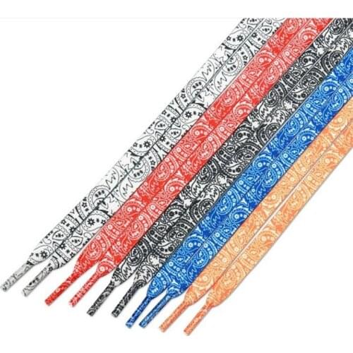 120cm Cashew Flowers Shoelaces Sneakers Boot Strings Unisex Red Black Hand-painted Sports Casual Basketball Shoes Laces