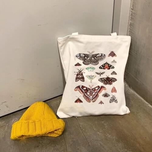 Fshion Women Canvas Shoulder Bags Butterfly Design Ladies Handbag Casual Tote Package Literary Books Shopping Bag For Girls