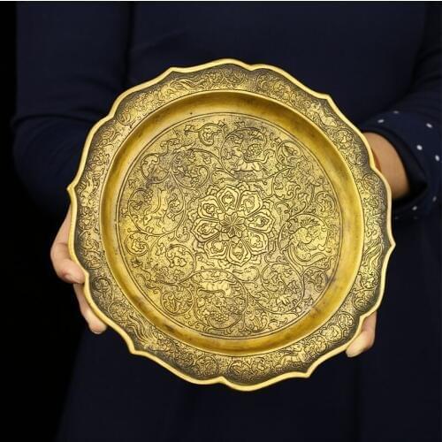 Bring in wealth treasure # office home Room Money Drawing efficacious Talisman # Fortune Gold plate FENG SHUI Brass statue