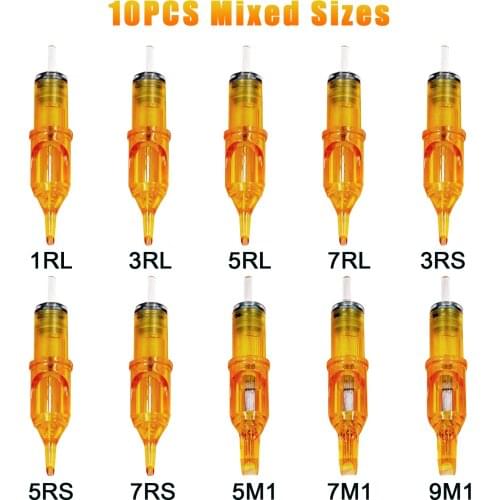 Mixed Style Tattoo Needles RL RS RM M1 Disposable Cartridge Tattoo Needles Liner Shader Makeup Eyebrow Tattoo Pen Machine Supply