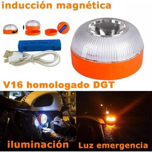 V16 Strobe Car Emergency Light Rechargeable Roadside Traffic Safety Warning Lamp Magnetic Base Flash Breakdown Light for Outdoor