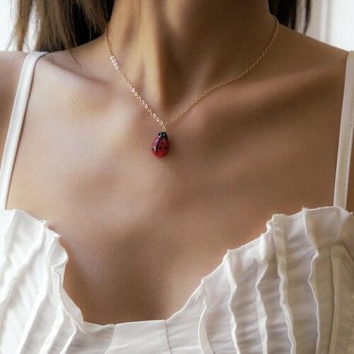 Vintage Ladybug Chain Pendant Necklace for Women Insect Charm Choker Necklaces Boho Fashion Kid Jewelry Gift