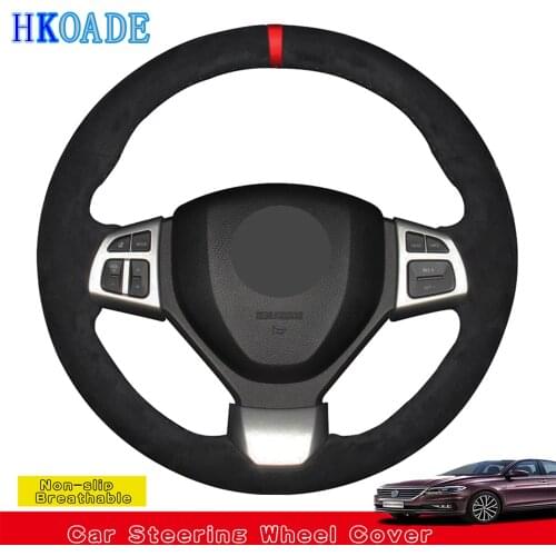 DIY Hand-stitched Black Soft Suede Leather Car Steering Wheel Cover For Suzuki Swift Sport 2012-2017 Vitara S 2016-2019