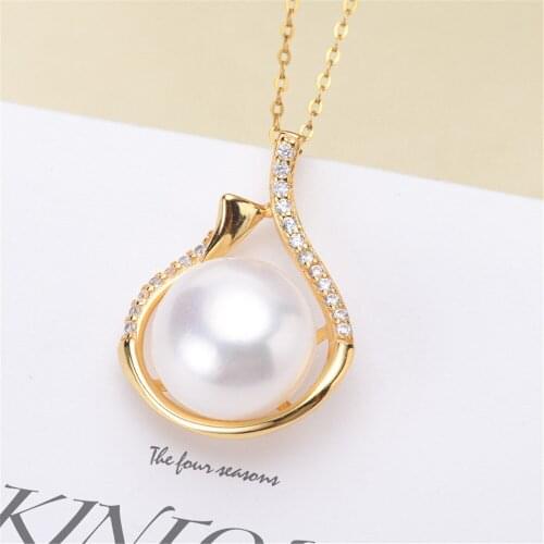 Factory Wholesale Real Solid S925 Sterling Silver Accessories DIY Jewelry Making Pearl Pendant For Women Charm Gift
