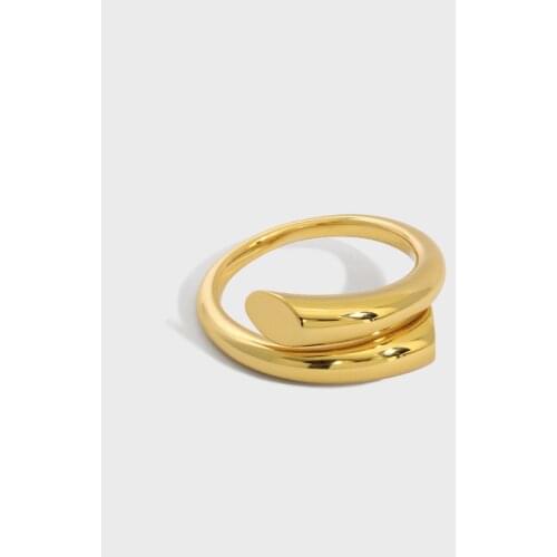 SHANICE Statement S925 sterling silver open ring crossed smooth speakers Geometric Irregular Women Party Wedding Jewelry Gifts