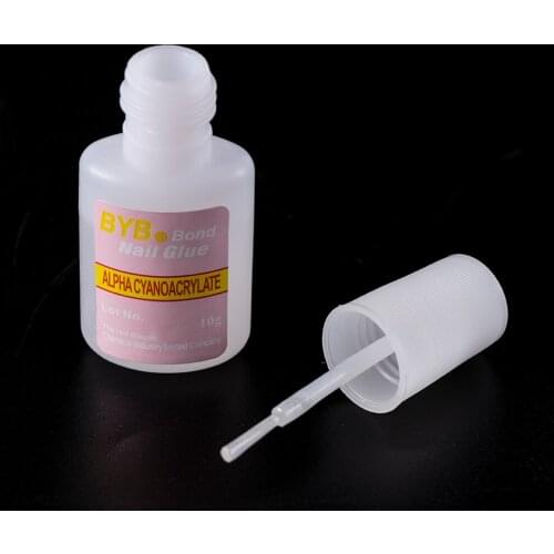 1Pcs Nail Glue BYB white Nail Glue free shippin Nail Tips Nail Glitter UV Acrylic Rhinestones Decoration With Brush 10g Hot Sale