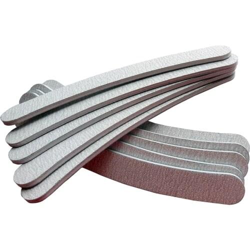 10 x Grey Nail Files Sanding 100/180 Curve Banana for Nail Art Tips Manicure