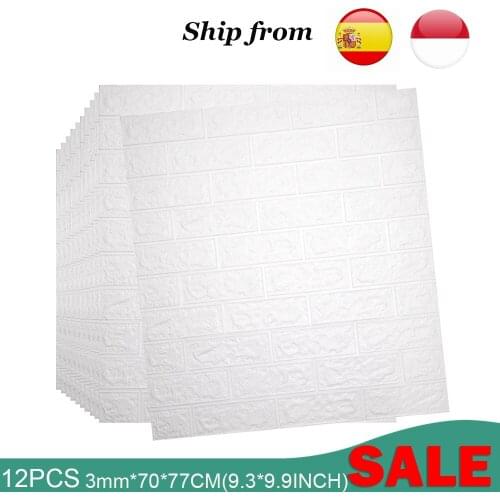 12pcs 70x77CM 3D Brick Wall Stickers Waterproof Foam Brick Bedroom Kitchen WallpapersWall Sticker For Kids Home Decoration