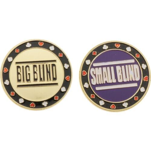 2pcs Metal Dealer Button Chips Blind Big/Small Texas Holdem Game Parts