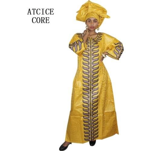 2019 african bazin riche embroidery design african dresses for women dashiki traditional clothing long dress A242