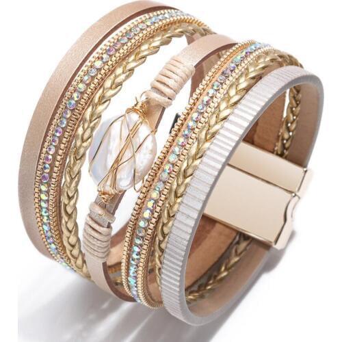 2019 Fashion Jewelry Bracelet Ladies in 4 Colors With Peace Charms in Gold Color and Shinning Clear Crystal Stones