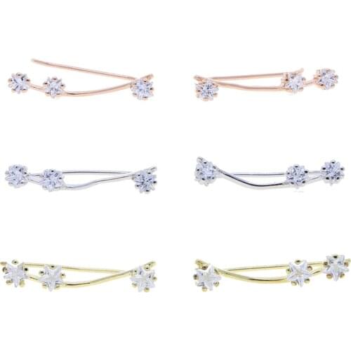 2021 High Quality Iced Out Bling Stone Three Star Long Ear Wire Fashion Jewelry For Women Wholesale Cheap Nice Star Earring